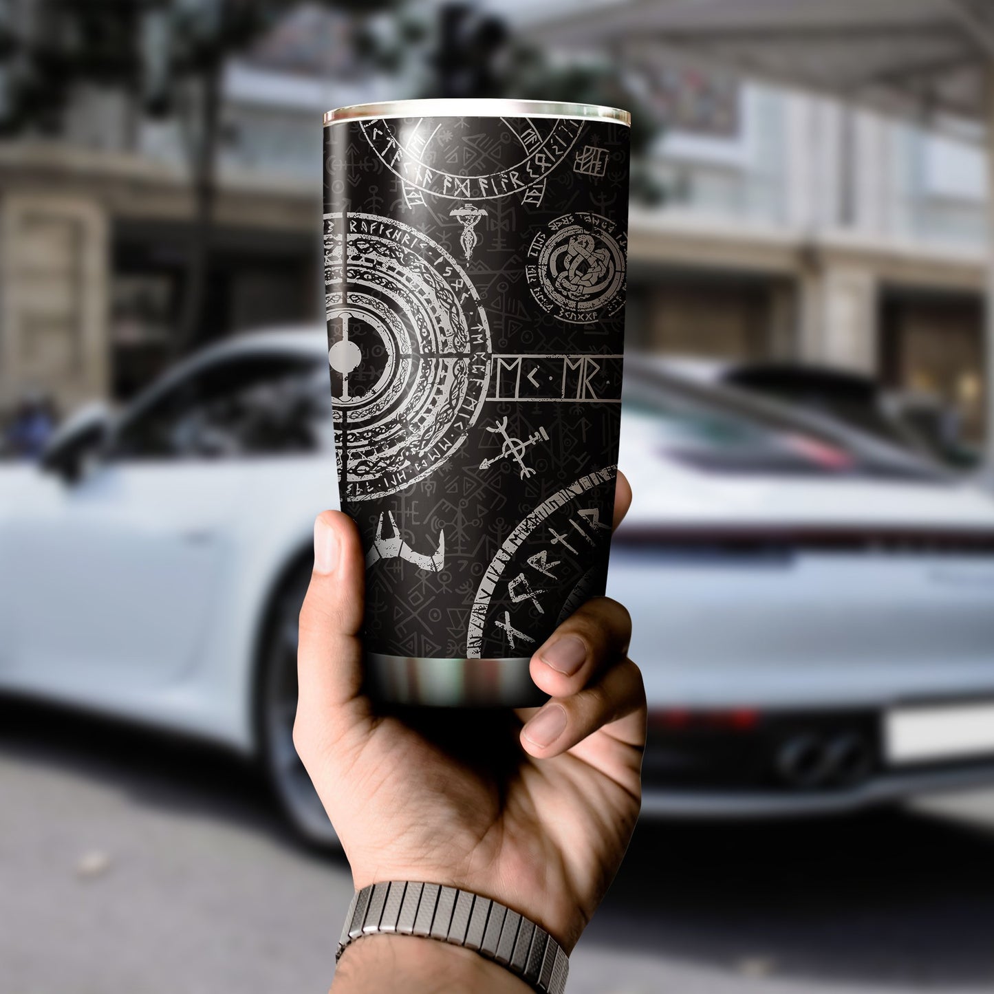 Vikings Tattoo Style Tumbler-HP Arts-Vibe Cosy™