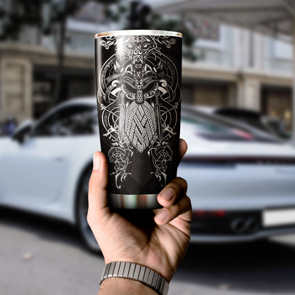 Vikings - Odin Tatoo Style Tumbler-HP Arts-Vibe Cosy™