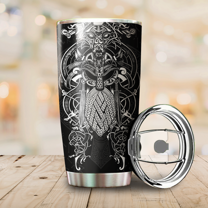 Vikings - Odin Tatoo Style Tumbler-HP Arts-Vibe Cosy™