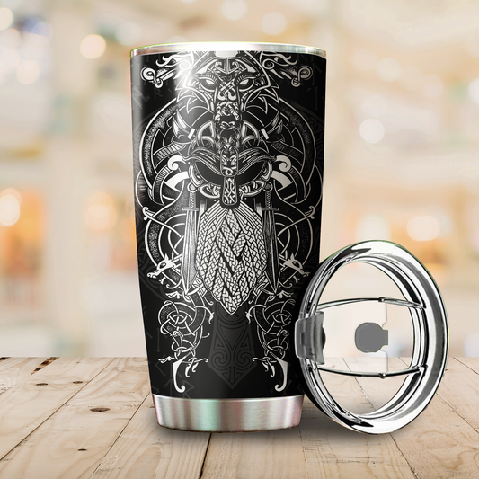 Vikings - Odin Tatoo Style Tumbler-HP Arts-Vibe Cosy™