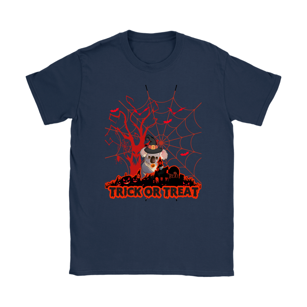 Australian Koala Trick or Treat Halloween Red T-Shirt 01 H9-T-SHIRTS-HP Arts-Gildan Womens T-Shirt-Navy-S-Vibe Cosy™