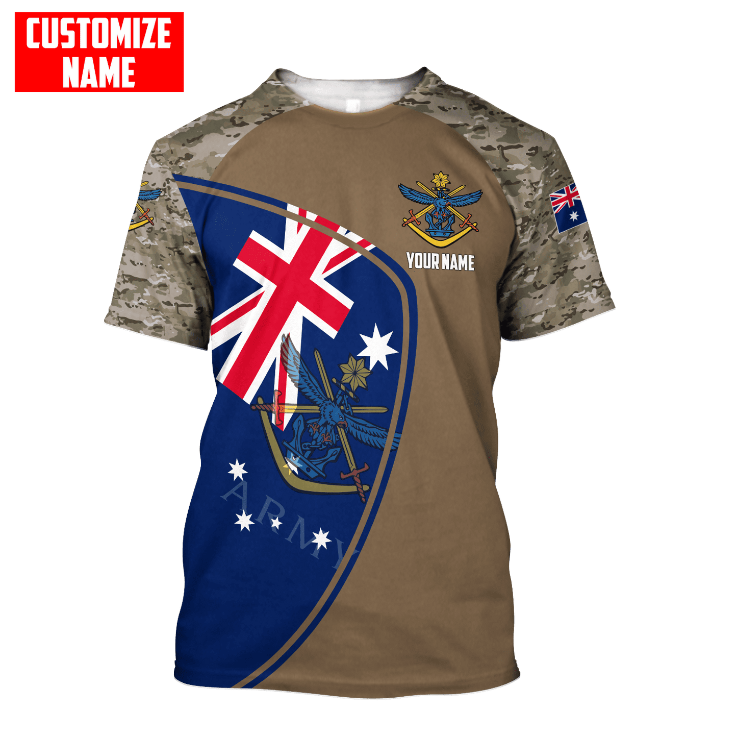 Custom name Anzac day Australia Army Combo T-Shirt Short