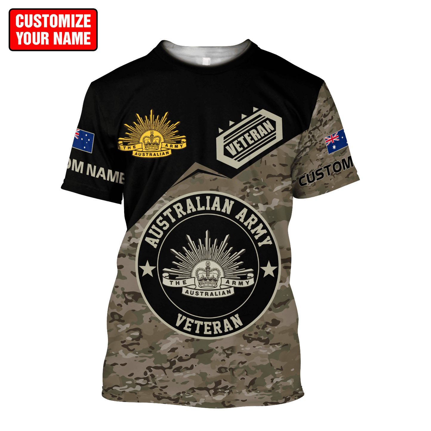 Custom name Australian Army Camo Combo T-Shirt Short DD16102102