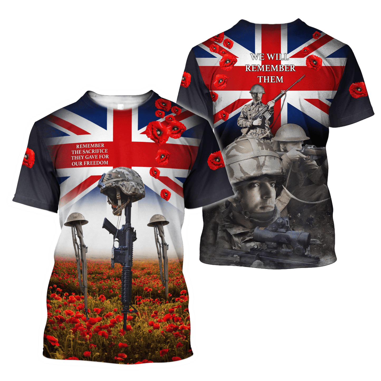 Remembrance Day Lest We Forget 3D All Over Printed Unisex Shirts