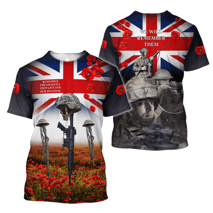 Remembrance Day Lest We Forget 3D All Over Printed Unisex Shirts