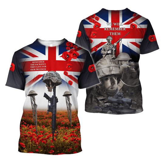Remembrance Day Lest We Forget 3D All Over Printed Unisex Shirts