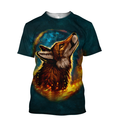 Wolf 3D All Over Printed Unisex Deluxe Hoodie ML