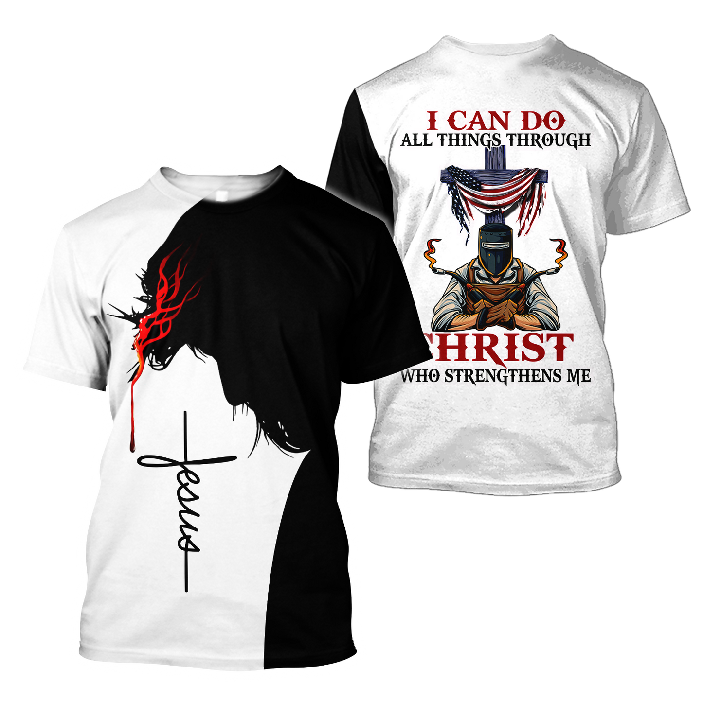 Premium Personalized 3D Printed Jesus Welder Shirts MEI