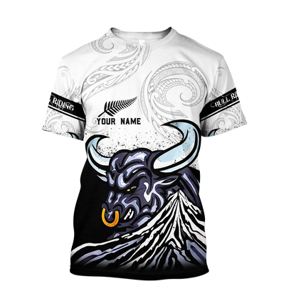 Personalized Name Bull Riding 3D All Over Printed Unisex Shirts Maori Pattern