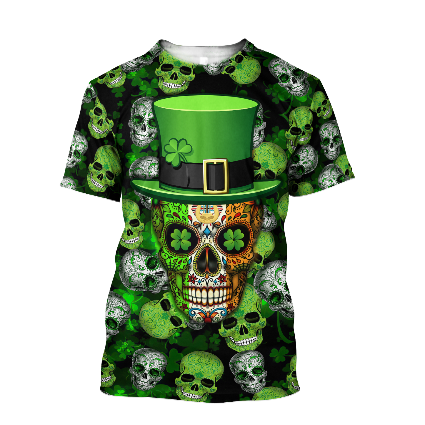 3D All Over Printed Irish Skull St Patrick Day Unisex Shirts XT