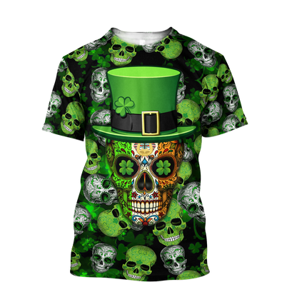 3D All Over Printed Irish Skull St Patrick Day Unisex Shirts XT
