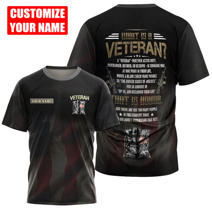 Custom Name US Veteran 3D All Over Printed Unisex Shirts