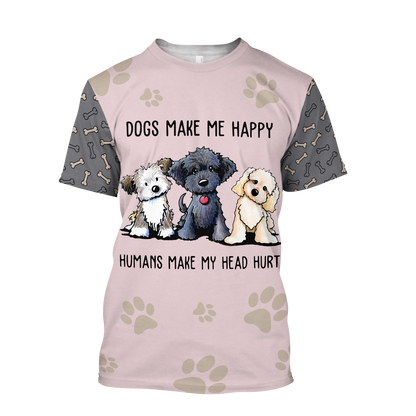 3D All Over Printed Dog Make Me Happy Unisex Shirts XT
