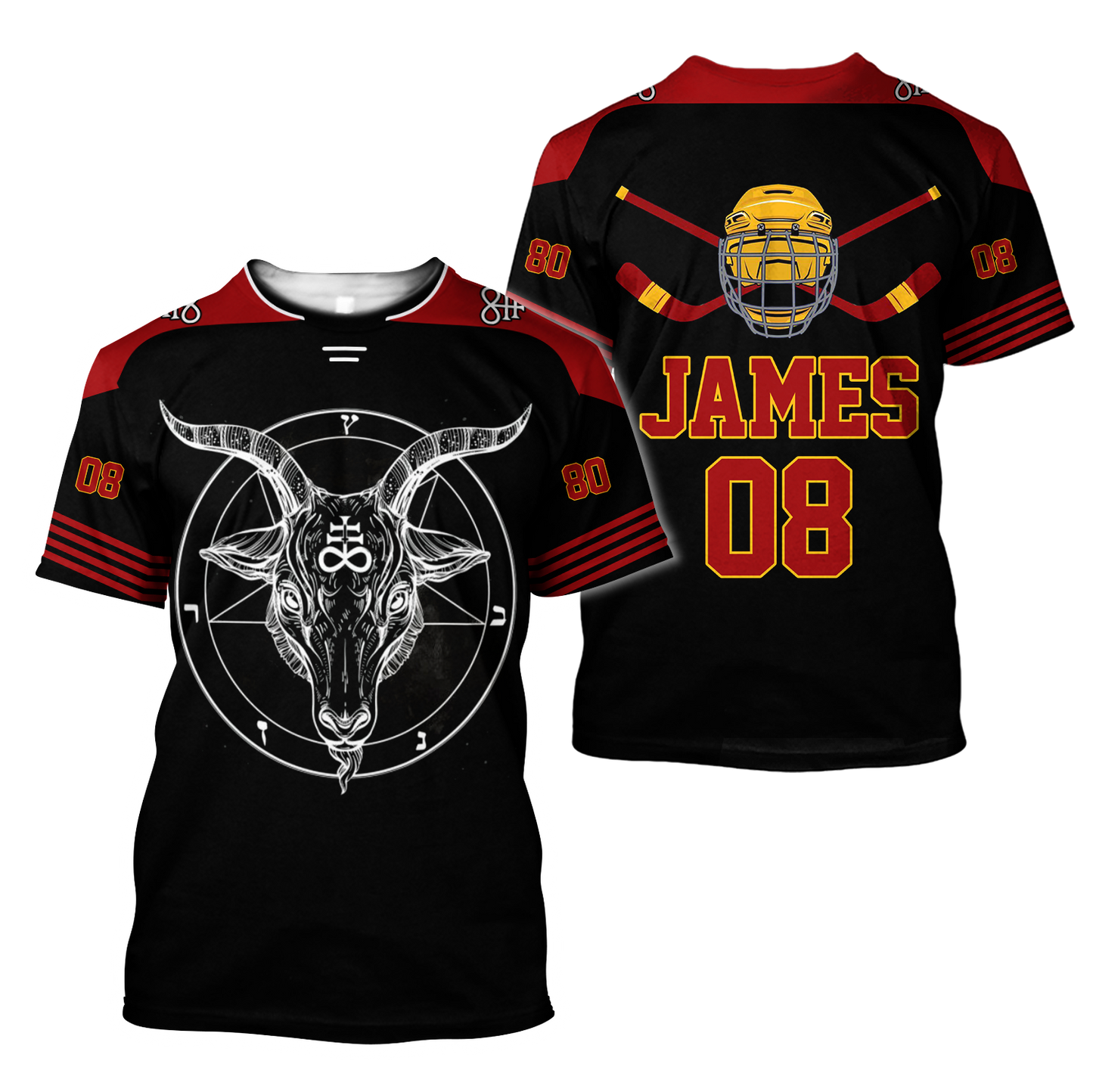 3D All Over Printed Hockey Satanic Unisex Shirts Custom Name Custom number  XT