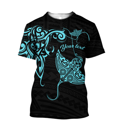 Amazing Polynesian Blue Ray Tattoo Personalized Unisex Deluxe Hoodie ML