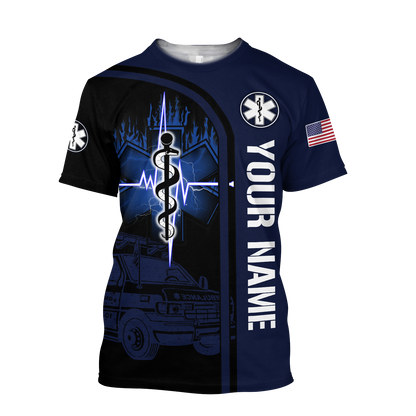 Premium Customized Name n Flag 3D All Over Printed Unisex Shirts For EMS Worker