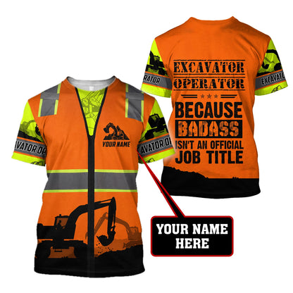 Premium Personalized 3D Printed Badass Excavator Operator Shirts MEI
