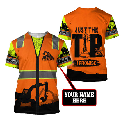 Premium Personalized 3D Printed Excavator Operator Shirts Just The Tip MEI