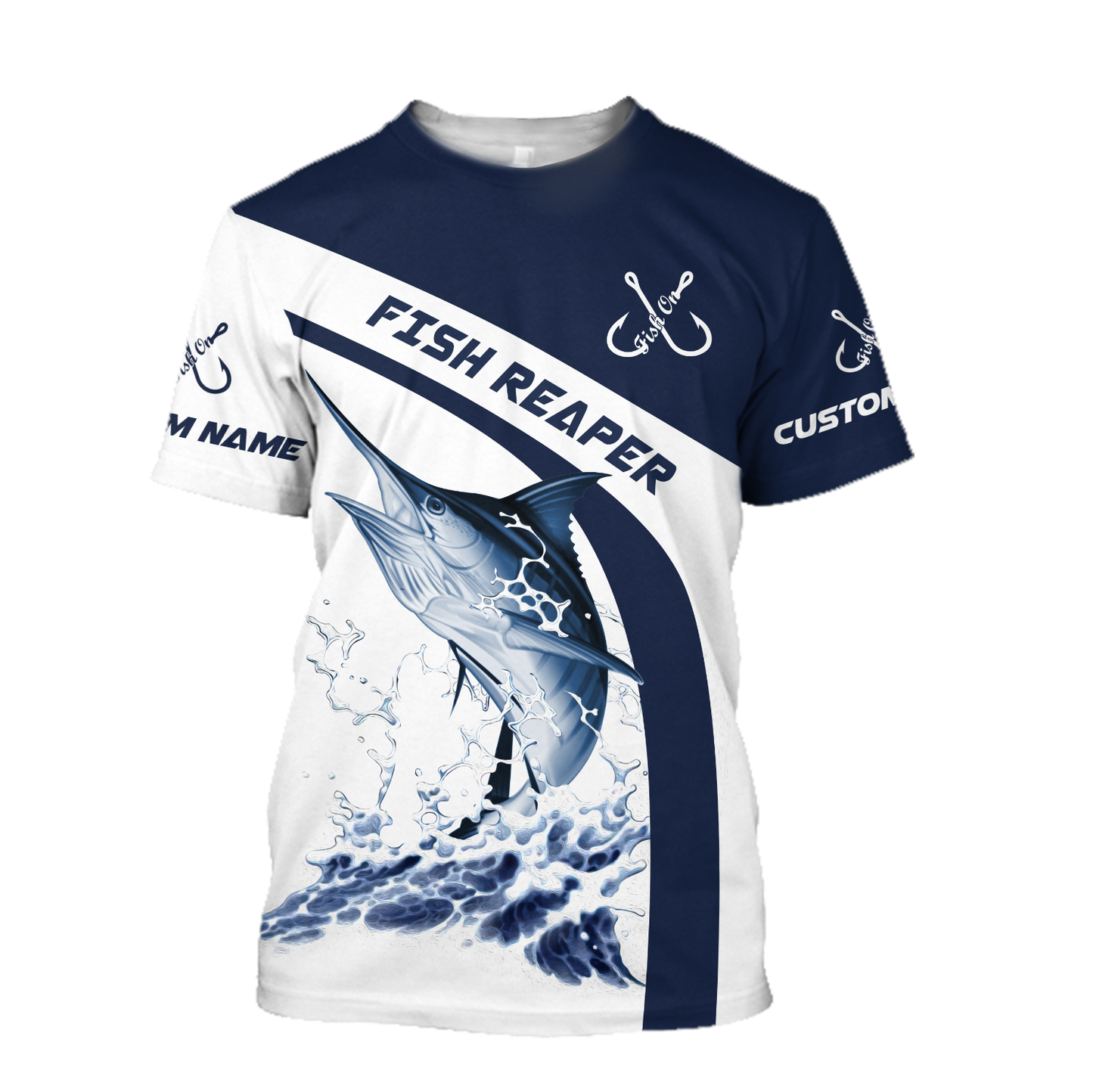 Custom name Marlin fishing design 3d print shirts