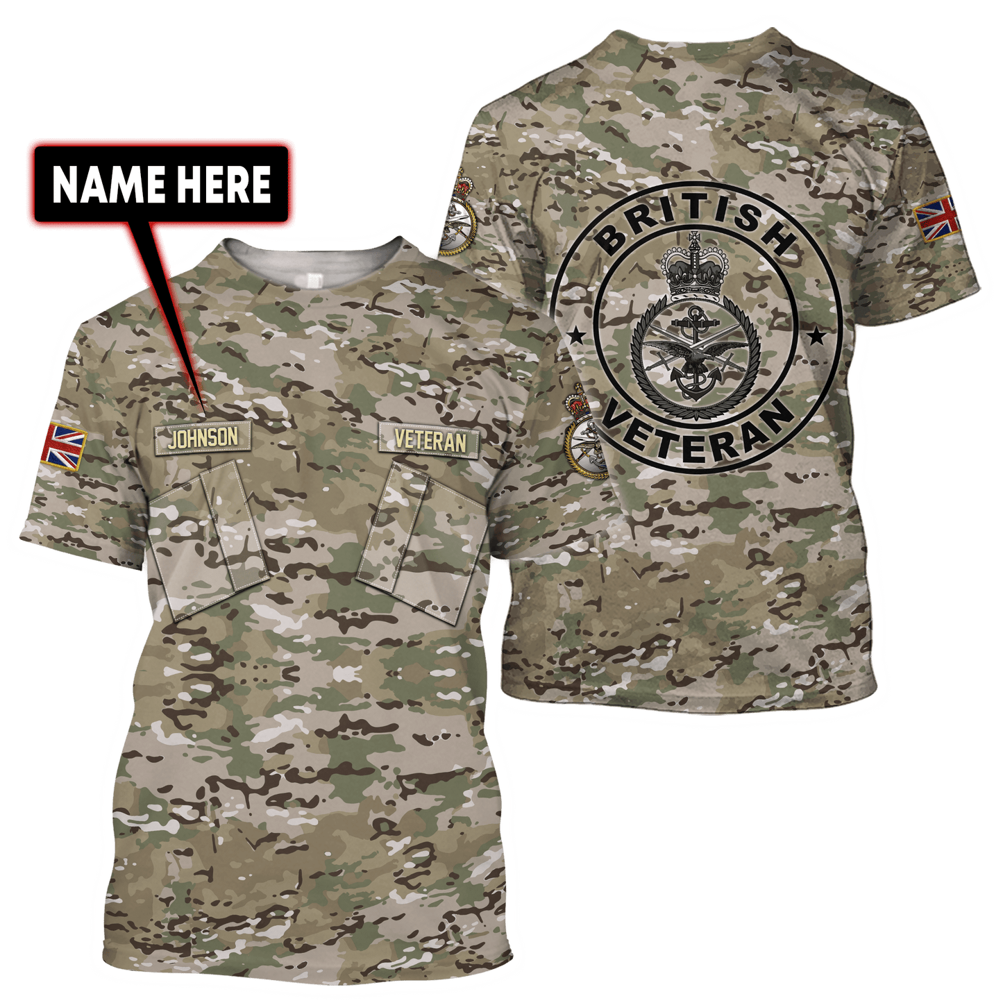 Custom Name XT British Armed Forces 3D Printed Shirts