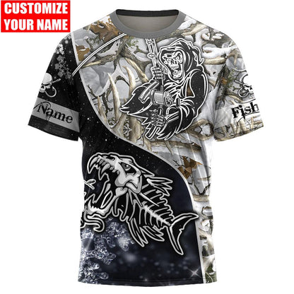 Custom name Fishing skull Ice Camo fishing shirts for men and women HHT21102103
