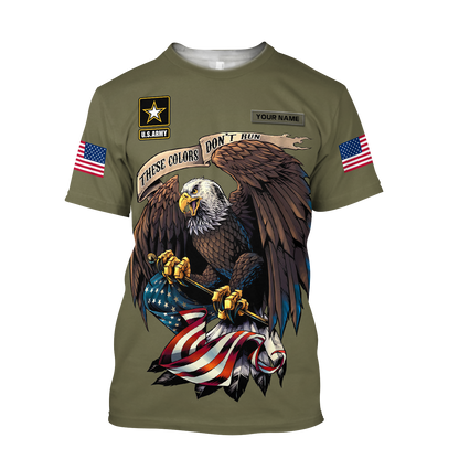 Custom name US Army Veteran Basic Eagle 3d printed shirts Proud Military DQB21052101