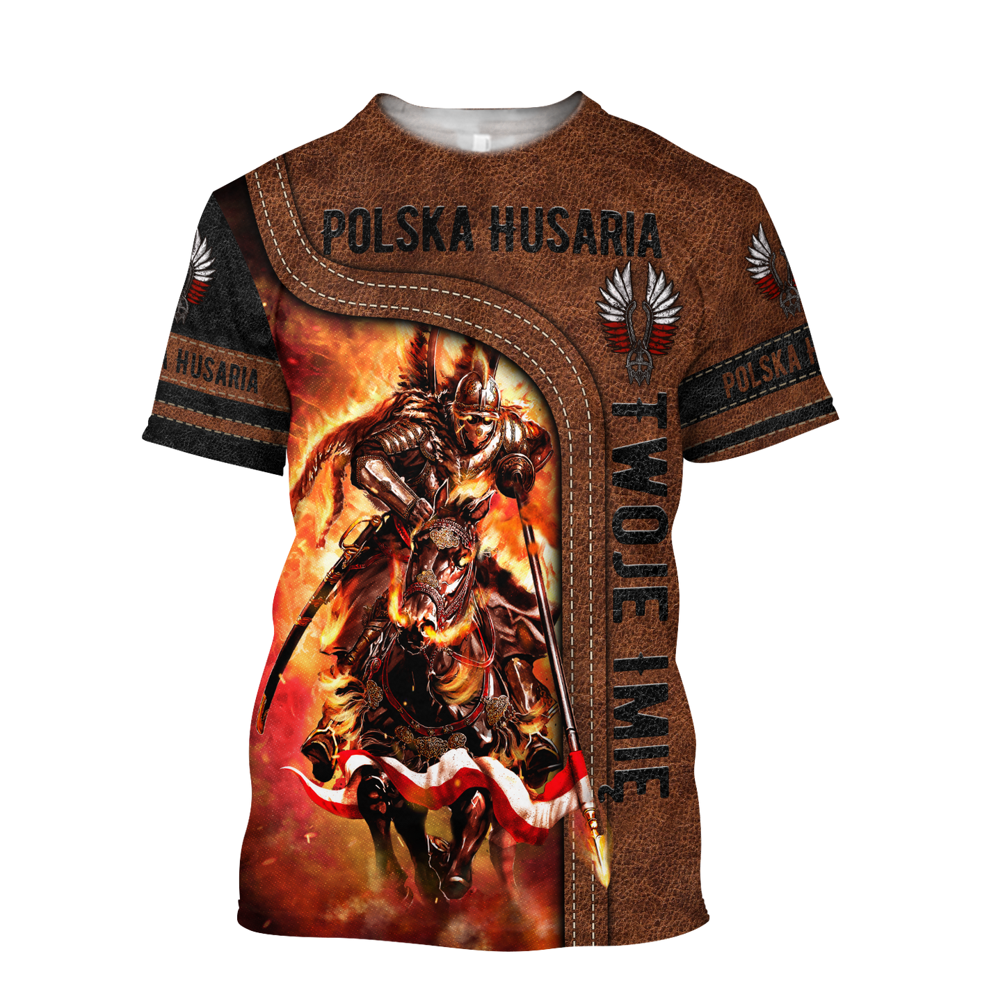 Premium Winged Hussars Leather Pattern Custom name 3D Printed Shirts