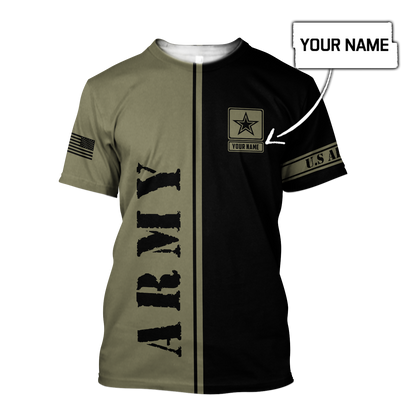 Custom name US Army Veteran Basic 3d printed shirts Proud Military SN19052104