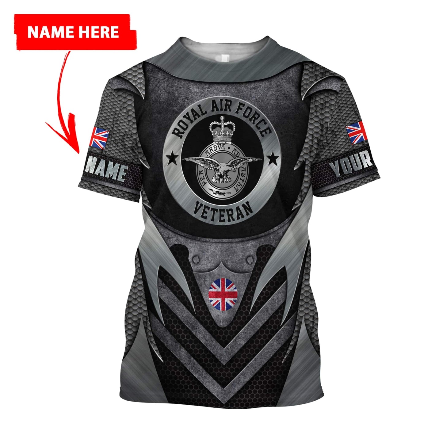Custom Name XT British RAF 3D Printed Shirts Pi13042106