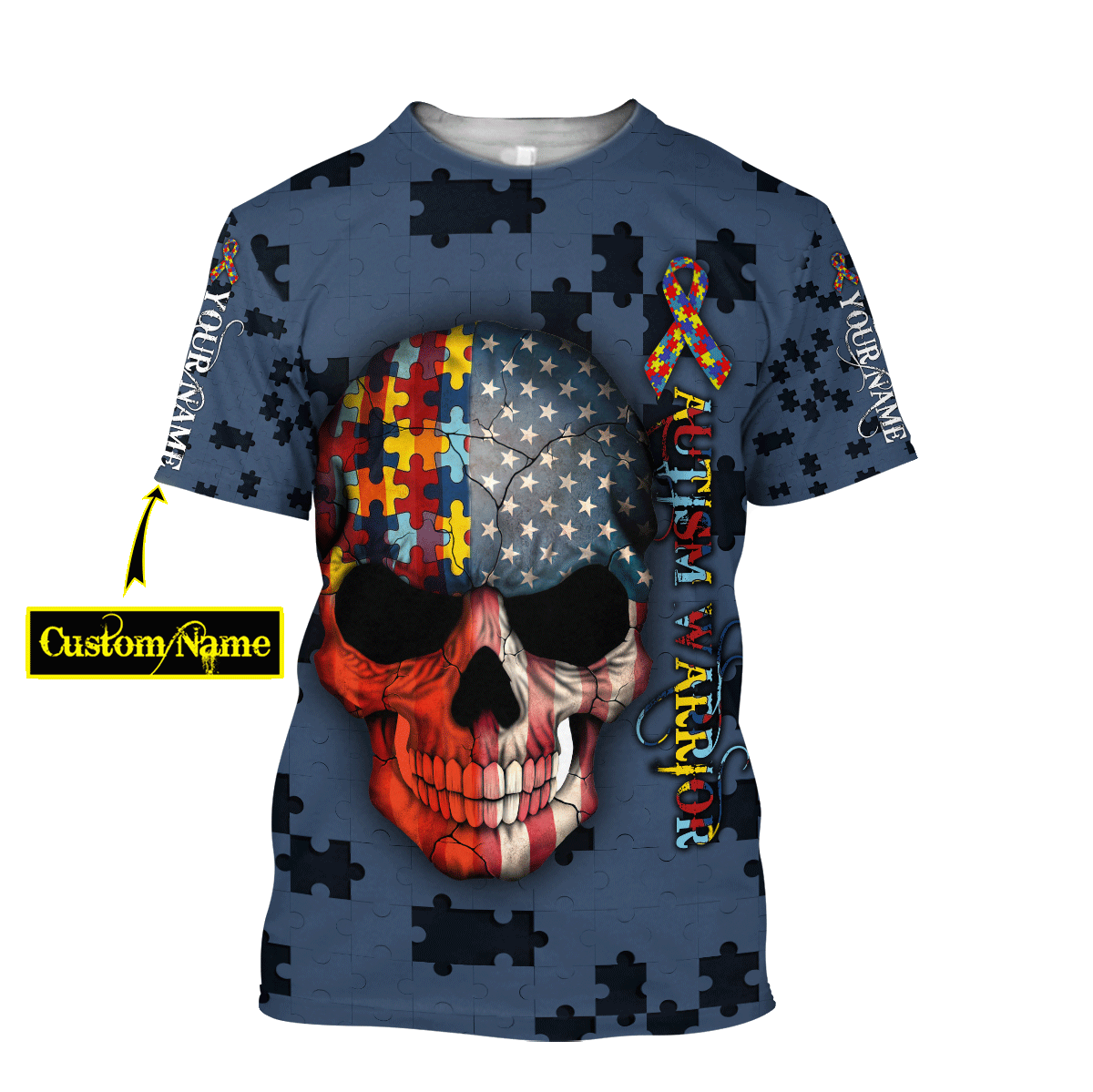 3D All Over Printed Autism Awareness Unisex Shirts Custom Name XT