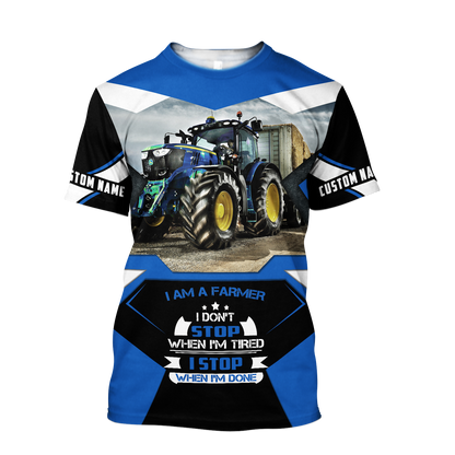 3D All Over Printed Tractor  Blue Unisex Shirts Custom Name XT PD04022101-S2