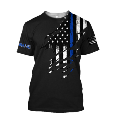 Thin Blue Line apparel US Law Enforcement custom name design 3d print shirts