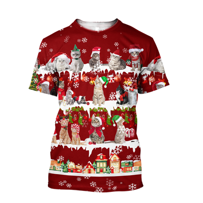All Cat Breeds Christmas unisex 3d all over printed shirts