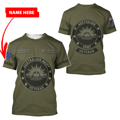 Personalized Australian Army Veteran 3D All Over Printed Unisex Hoodie