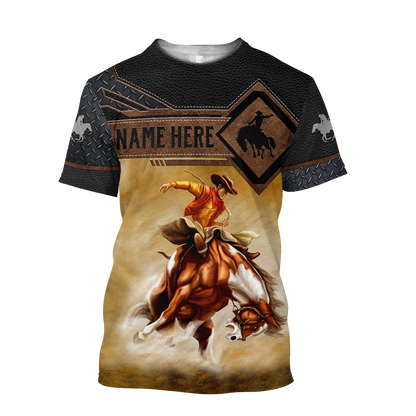 Personalized Name Rodeo 3D All Over Printed Unisex Shirts Bronc Riding Ver 2