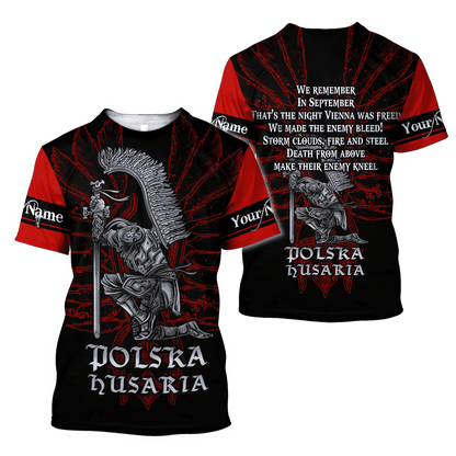 Premium Hussars Red Polska Husaria Custom name 3D Printed Shirts