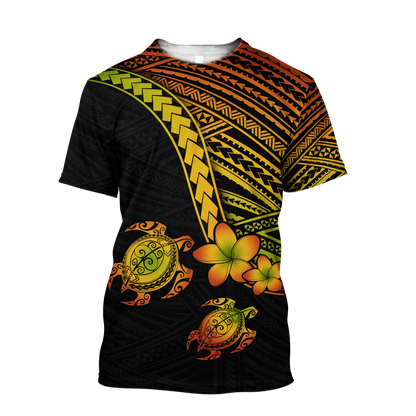 Polynesian Habiscus Turtle Hawaii 3D Unisex Hoodie