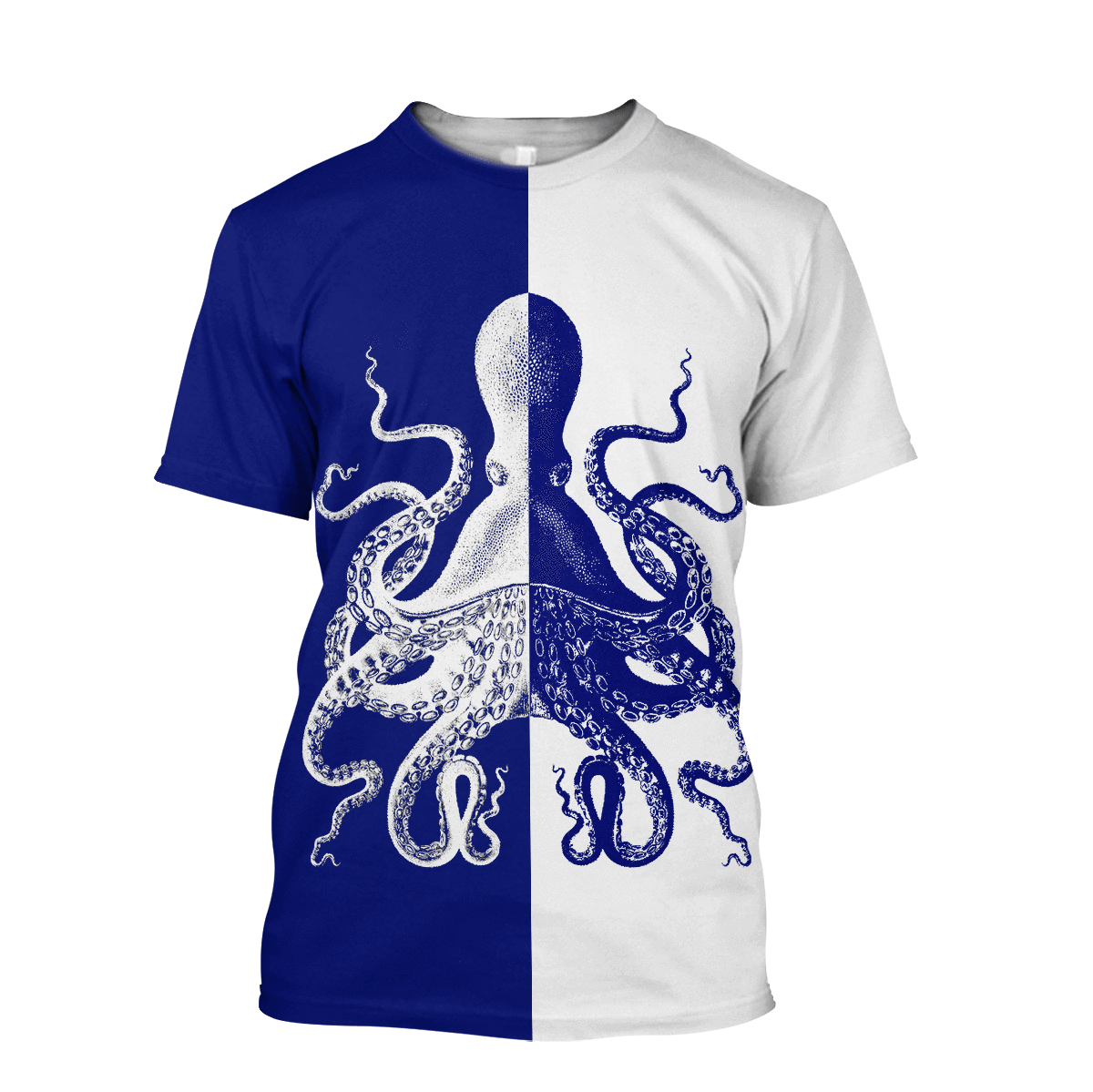 Premium Unisex Hoodie Blue And White Kraken Octopus King of The Seven Seas ML