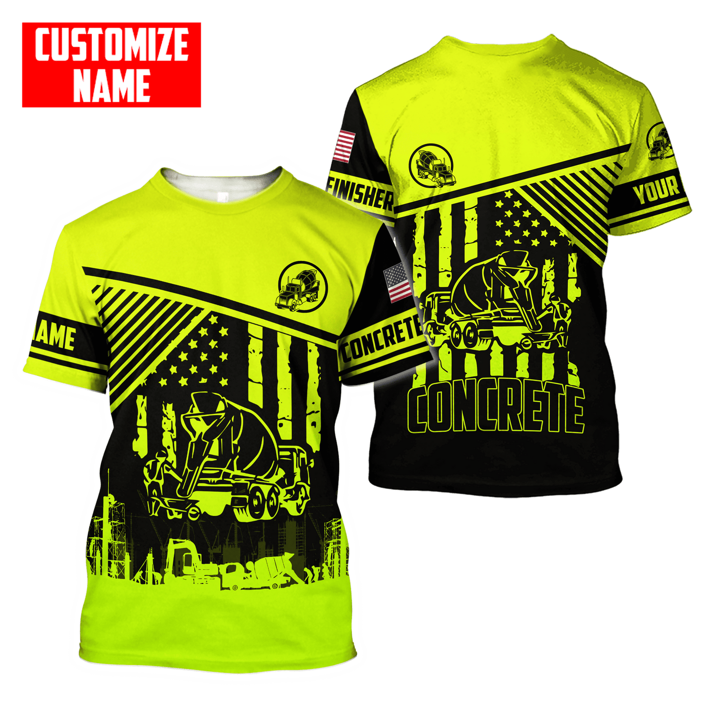 Customized Name Concrete Finisher 3D All Over Printed Combo T-shirt Boardshorts