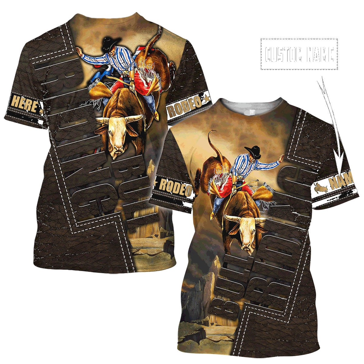 Customize Name Bull Riding 3D All Over Printed Unisex Shirts Bull Rider