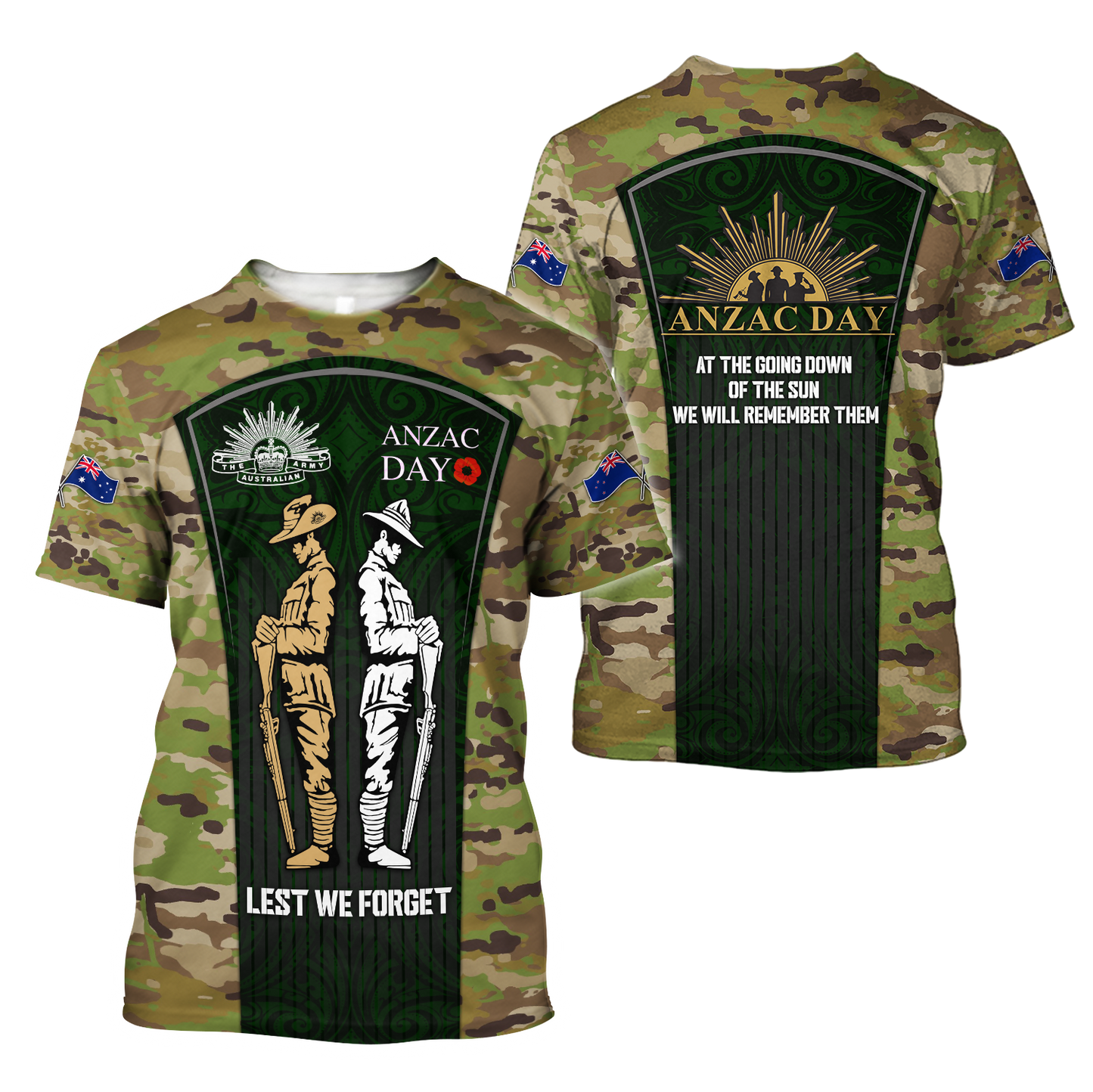Lest We Forget Anzac Day 3D All Over Printed Unisex Shirts