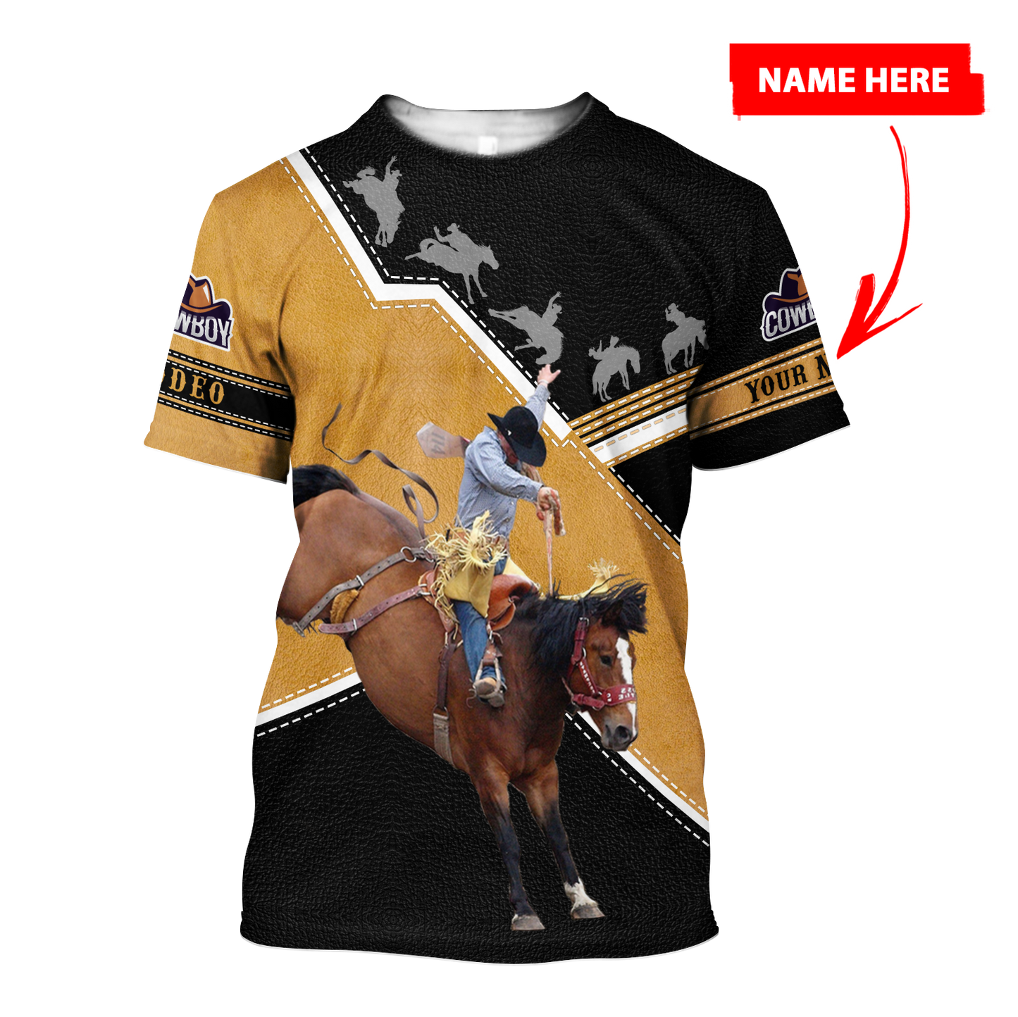 Personalized Name Rodeo 3D All Over Printed Unisex Shirts Bucking Horse