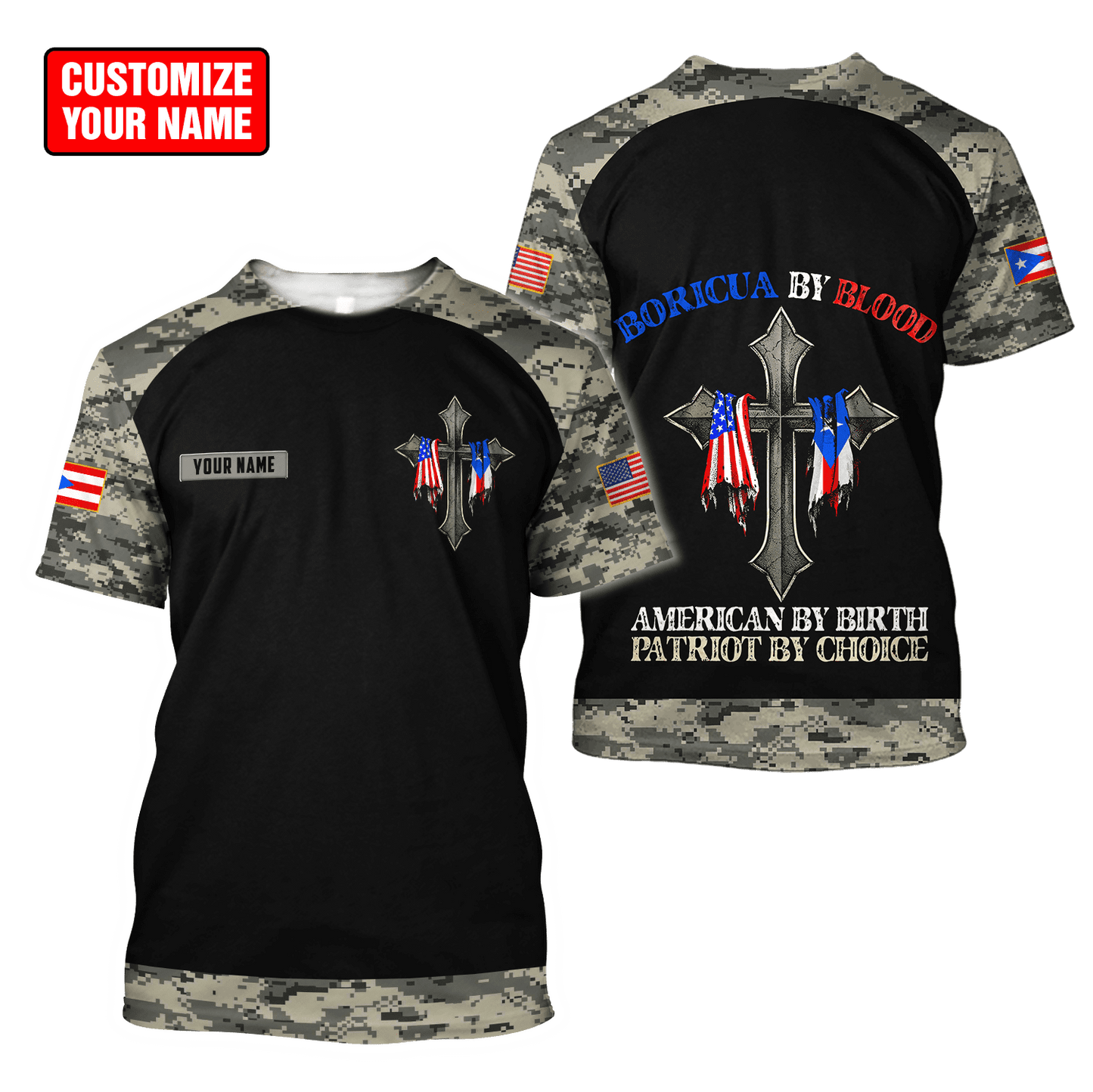 Customize Name Puerto Rico Combo T-Shirt And Board Short