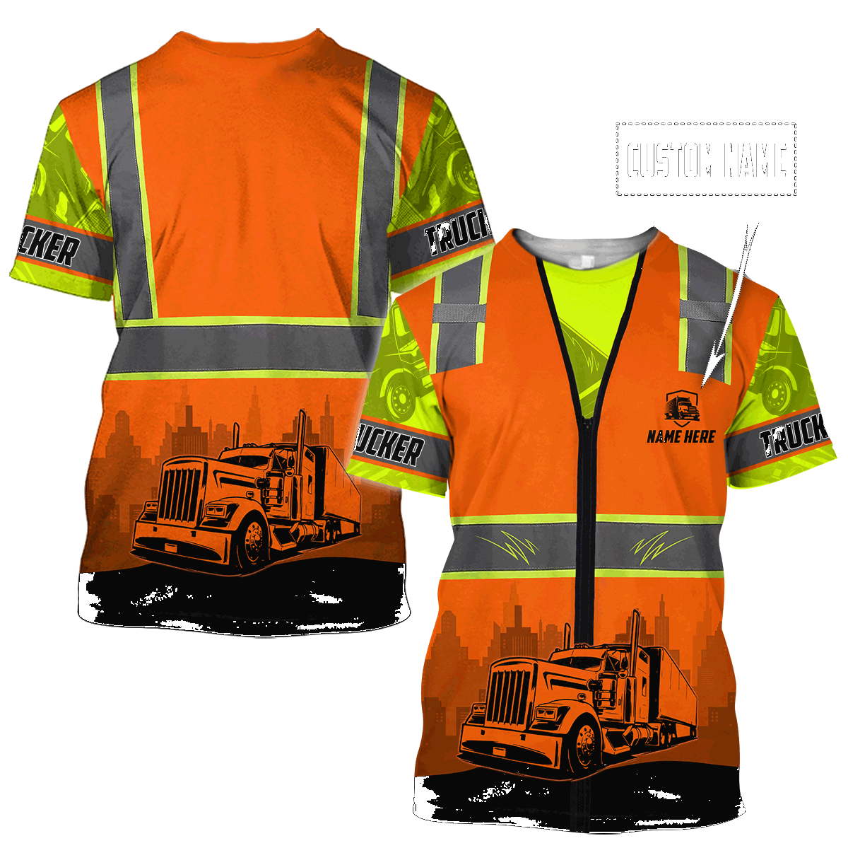 Persionalized Hoodie Trucker Safety 3D All Over Printed Shirts