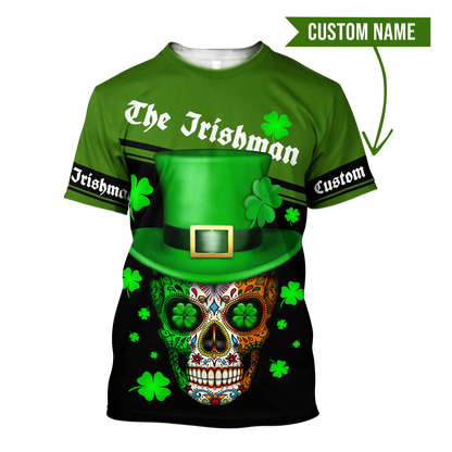 3D All Over Printed  Skull Irish St Patrick Day Unisex Shirts Custom name XT