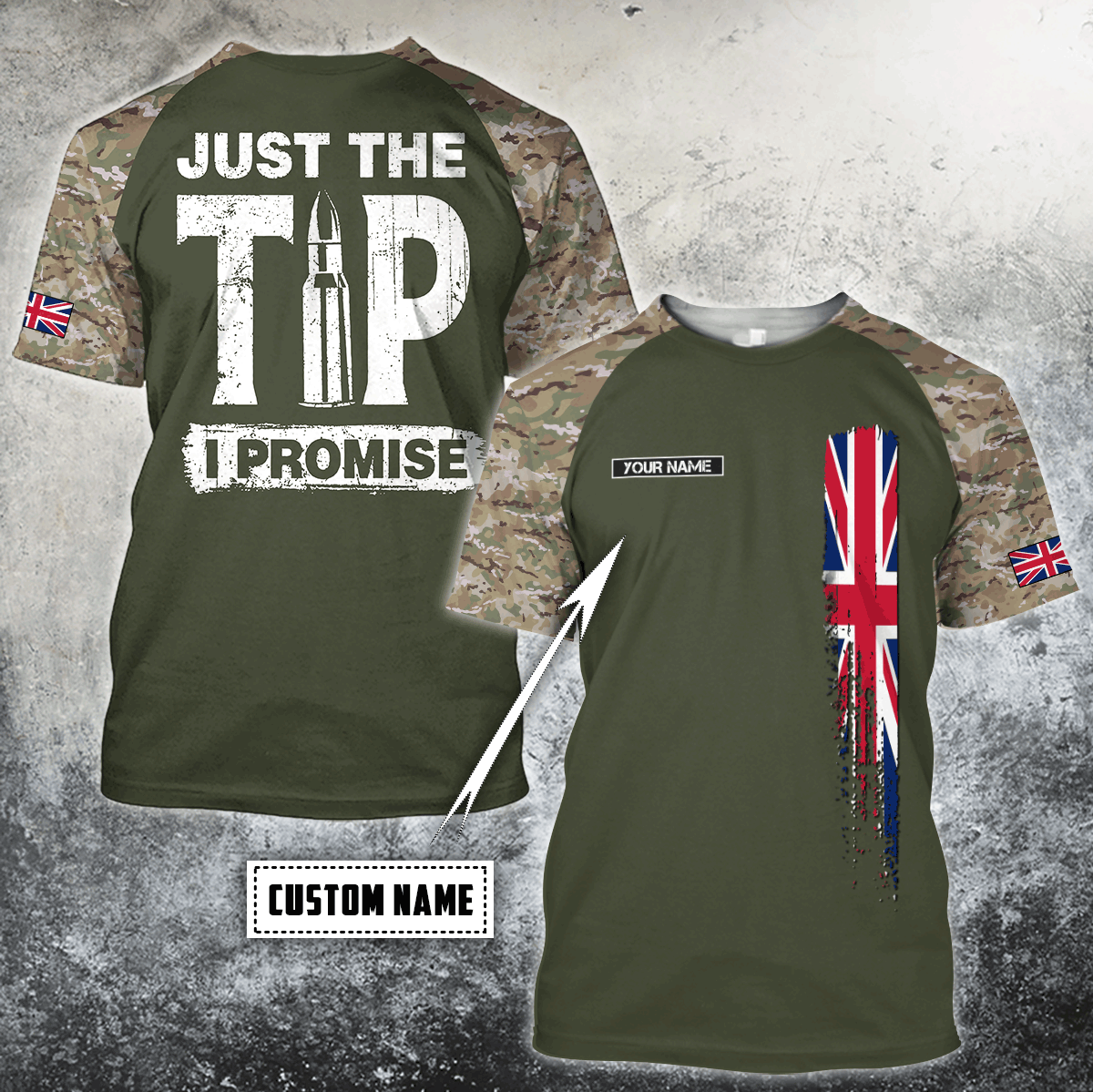 Custom name British Camo 3D Design print shirts