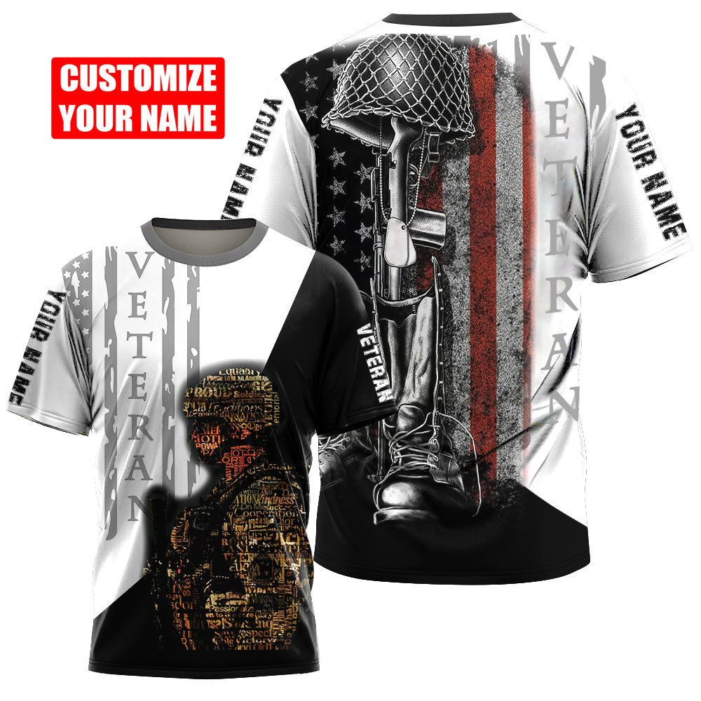Custom Name US Veteran 3D All Over Printed Unisex Shirts