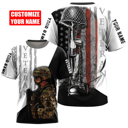 Custom Name US Veteran 3D All Over Printed Unisex Shirts