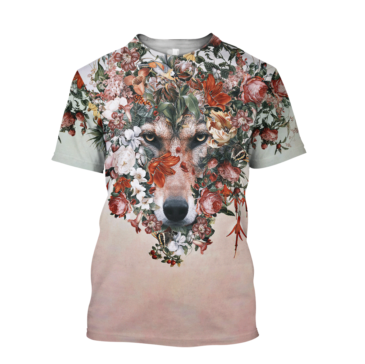 Wolf Floral 3D All Over Printed Unisex Deluxe Hoodie ML
