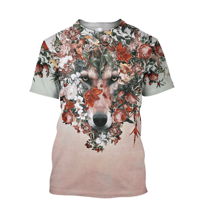 Wolf Floral 3D All Over Printed Unisex Deluxe Hoodie ML